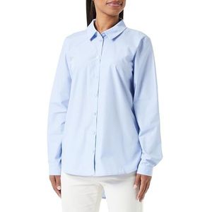 KAFFE Women's Shirt Button Up Long Sleeves Regular Fit Rounded Hem Hip Length Femme, Chambray Blue, 40