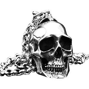 PAURO Halsketting met doodskop hanger voor heren, roestvrij staal, vintage, gothic, punk rock, meerkleurig