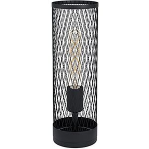 EGLO Tafellamp Redcliffe, 1 lamp tafellamp industrieel, bedlampje van metaal, woonkamerlamp in zwart, lamp met schakelaar, E27-fitting