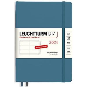 LEUCHTTURM1917 367619 weekplanner (A5) 2024 met adresboek en verjaardag, 12 maanden, steenblauw