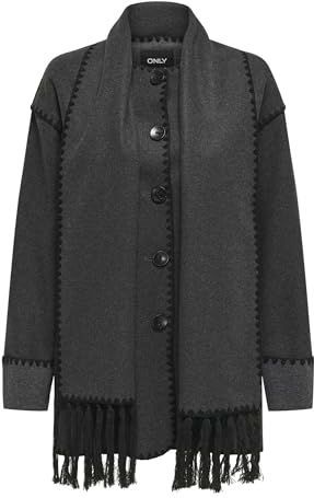 ONLY Onlelba Life Scallop Edge Scarf Coat Otw Damesjas (1 stuk), grijs., XL