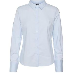 VERO MODA Vmanna Ls Fitted Shirt Wvn Ga Noos Damesblouse met lange mouwen (1 stuk), Lichtblauw