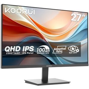 KOORUI E2721F 27 inch pc-monitor, QHD 2560 x 1440 100 Hz, monitor, IPS Adaptive Sync HDMI 2.0, Eye Care, kantelbaar van -5° tot 15°, VESA 100 x 100 mm