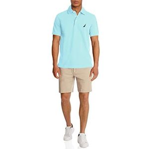 Nautica Korte mouw Solid Stretch Cotton Pique Poloshirt voor heren, Aqua glanzend
