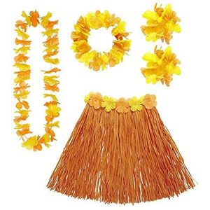 Widmann Hawaiiaanse set, oranje en geel, volwassenen, Eén maat