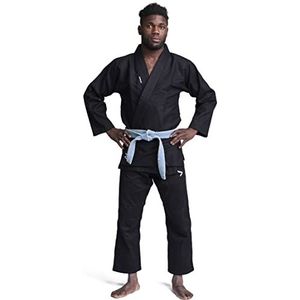Ippon Gear BJJ GI Brazilian Jiu Jitsu beginners-overall met witte riem [Pearl-Weave I 350 g/m² materiaal stofdichtheid I scheurbestendig materiaal met verzegelde naden, zwart.