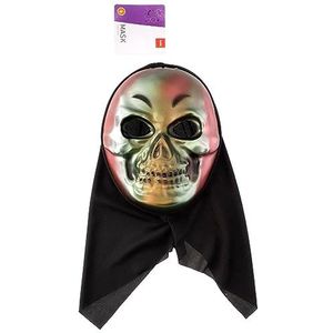 Folat 23878 Gezichtsmasker Schedel Griezelig BoOo Feest, Spookachtige Halloween Decoraties, Themaavond: Skelet, Pompoen, Heks, Veelkleurig