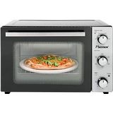 Bestron Grill Bakoven met draaispit en pizzasteen, mini-oven met 31 L, 1500W, rvs / zwart