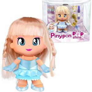 Pinypon Pop & Shine PNY79000 17 cm grote stylingfiguur van echt haar om je figuur in een prinses te versieren en te veranderen, met glitterpen, kristallen en kam, +4 jaar