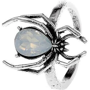 W WEILIRIAN Gothic opaal spin ring - zilveren enkelring - spin stapelen - trendy ring - open ring - Halloween - verstelbare ring - hiphop sieraden voor vrouwen en meisjes, Metaal