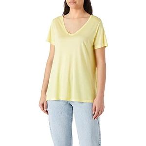 Koton Basic damesshirt met korte mouwen en ronde hals, geel (ACS)