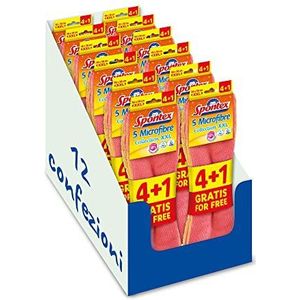 Spontex Microvezel XXL 4+1, 5 multifunctionele doeken van microvezel-textiel in praktisch formaat 4+1 gratis, absorberend en effectief, ook met water, kleurrijk, doos met 12 verpakkingen
