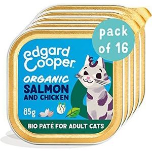 Edgard & Cooper Biologische kalkoenpasta zonder granen voor katten, biologische ingrediënten, heerlijk vers vlees en 0% toegevoegde suikers, 85 g, 16 stuks