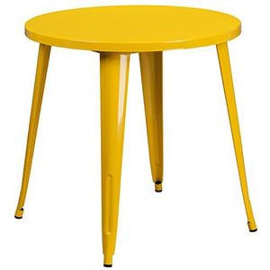 Flash Furniture Ronde tafel van metaal, 76 cm, geel