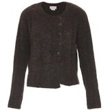 Jalene Gebreid damesvest met onregelmatige diagonale knopen nylon zwart maat XL/XXL, zwart, XL, zwart., XL