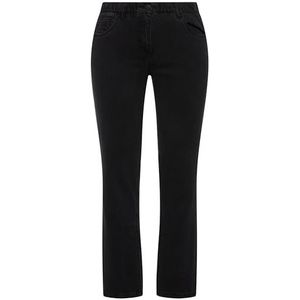 Ulla Popken Dames grote maten plus size skinny jeans Sarah, 5-pocket, hoge taille, smalle pasvorm, blauw denim, zwart.