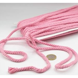 LEDUC 20 m katoenen koord, rond, 05 mm, gevlochten touw met kern van natuurlijk katoen, ideaal voor doe-het-zelf, naaien, veelzijdig inzetbaar, 5 mm, 09 roze