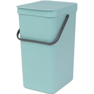 Brabantia Sort & Go vuilnisemmer voor keuken, mint (16 l), met deksel en handvat (wandhouder), incl. zak, PerfectFit