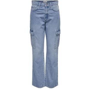 ONLY Onlriley Hw Str Cargo Dnm Pim875 Noos Cargobroek voor dames, Lichte jeans blauw