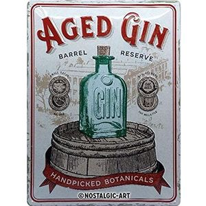 Nostalgic-Art Vintage bord, Aged Gin Barrel - cadeau-idee voor cocktailliefhebbers, metaal, retro design voor decoratie, 30 x 40 cm