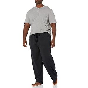 Fruit of the Loom 2-delige jersey pyjama voor heren, grijs gemêleerd/zwart, XL, grijs gemêleerd/zwart