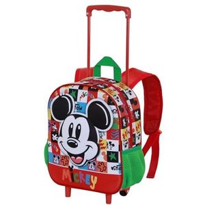 Disney Mickey Mouse Mood-Small Sac à dos à roulettes Multicolore 26 x 34 cm Capacité 7 l, Mickey Mouse multicolore, One Size, Petit sac à dos 3D à roulettes