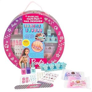 Colorbaby Barbie 48428 Manicure- en pedicureset met nagellak, nagelvijl, stickers en stickers, vingerscheider, beautyset voor meisjes, 8 jaar
