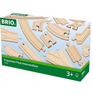 BRIO World 33402 Evolution Set met 16 rails, accessoires voor houten baan, verschillende rails, uniseks speelgoed vanaf 3 jaar