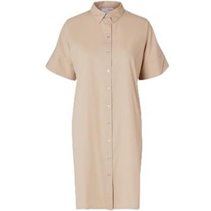 Selected Femme Robe chemisier en coton pour femme, taupe, 40