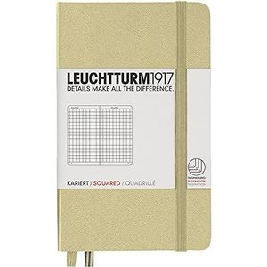 LEUCHTTURM1917 Pocket (A6) notitieboek, hardcover, 185 pagina's, geruit, zandkleurig