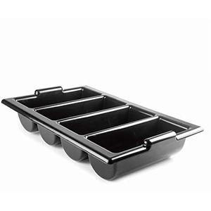 Lacor - 33121 - GN-bestekbak, bestekorganizer, bevat 4 vakken voor keukengerei, PP-bak 52,5 x 32 x 9,5 cm, zwart