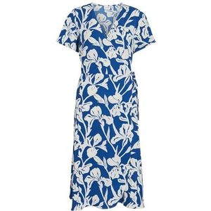 Vila Vilovie S/S wikkeljurk midi-jurk - Noos damesjurk, True Blue/Aop: Ellis