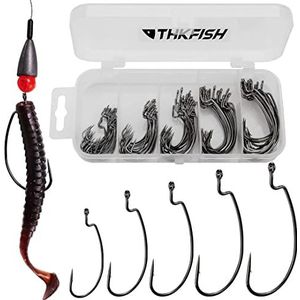 THKFISH 50 stuks dropshot offset haken rubberen vis visset # 2# 1 1/0 2/0 3/0