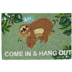 Relaxdays deurmat kokos - come in & hang out - kokosmat - schoonloopmat - buiten - luiaard