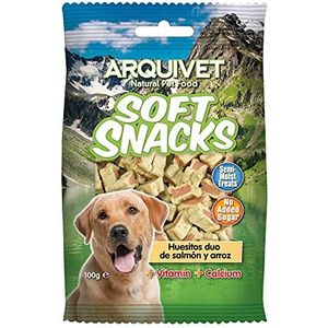 ARQUIVET Zachte snacks voor honden, botten, duo-zalm en rijst, 14 x 100 g, natuurlijke snacks voor honden van alle rassen, prijzen, beloningen, snoep voor honden