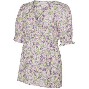 MAMALICIOUS Mlsarah Tess 2/4 Wo Top 2f A. Damesblouse, Iers groen / op: kleine bloemenprint
