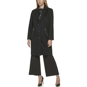 DKNY Dkny Outerwear Dames, Button Coat, Pocket With Zip Coats Dames, zwart.