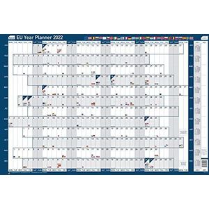 Sasco 2410161 EU wandkalender 2022 met wateroplosbare pen en stickers, blauw, posterstijl, 915 x 610 mm (b x h), 2410161
