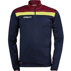 uhlsport Offense 23 1/4 sweatshirt voor heren met ritssluiting, navy/wijnrood/neongeel