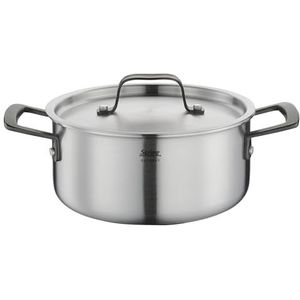 Spring Gourmet Casserole multicouche avec couvercle en acier inoxydable, passe au four, avec graduation intérieure, diamètre 20 cm, hauteur 9 cm, 2,7 l, noire