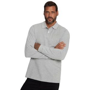 JP 1880 Embro Poloshirt met lange mouwen voor heren, Grijze mix