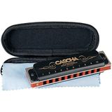 CASCHA Harmonica Blues Mondharmonica in middelvinger voor beginners en gevorderden, diatonische mondharmonica met 10 gaten van hoge kwaliteit, uitstekend geluid, ideale opslag en verzorging met etui & verzorgingsdoek