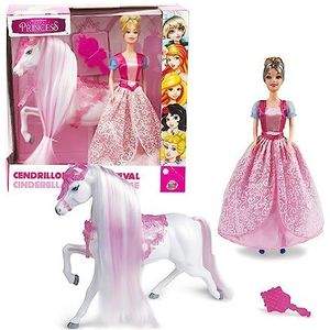 FAIRYTALE PRINCESS, GIOCHI PREZIOSI, FAT021 Pop 30 cm, met prinsessenoutfit, paard en accessoires, model Assepoester, speelgoed voor kinderen vanaf 3 jaar,