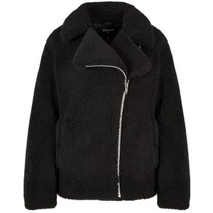 Urban Classics Dames sherpa biker jas dames, zwart.