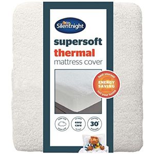 Silentnight Superzachte thermische matrasbeschermer, matrashoes voor eenpersoonsbed met thermische eigenschappen van teddybeer-fleece, nauw aansluitende rok, machinewasbaar en hypoallergeen,