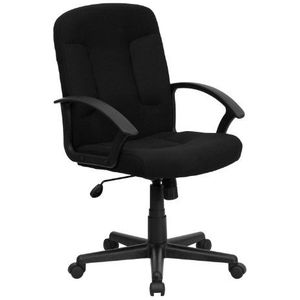 Flash Furniture Bureaustoel, draaibaar, van stof, met nylon armleuningen, 62,23 x 59,69 x 29,21 cm, zwart
