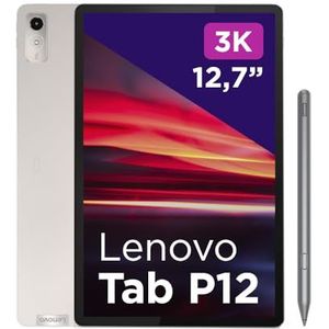 Lenovo Tab P12, 12,7 inch 3K-display, MediaTek Dimensity 7050 processor, 8 GB RAM, 256 GB geheugen, WiFi 6, Android 13 tablet, Oat Grey, inclusief stylus