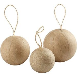 Creativ Company 510313 set van 6 decoratieve kerstballen van papier, beige