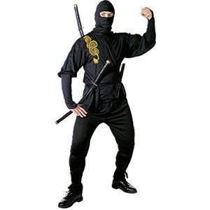 Widmann Generique - Ninja-kostuum zwart goud voor volwassenen, maat L, zwart, heren -> borst 42-44