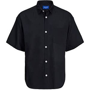 Jack & Jones Jorflores Linen Ss T-shirt voor heren, zwart.
